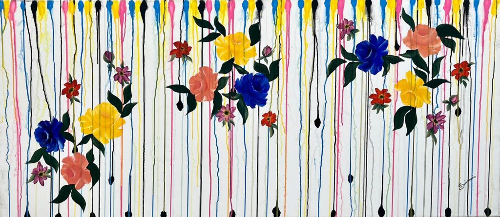 ציור מקסים של האמנית סימה וייס - פרחים שמחים 2